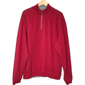 Tommy Bahama 1/4 Zip Reversible Sweater Pullover Cotton Red Grey Men’s Large